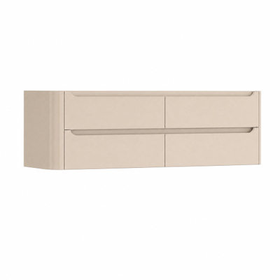 H&R Badmeubelen Juice Wastafelonderkast - 160x45x50cm - linkerhoek afgerond - 4 lades - geïntegreerde greep - Merino