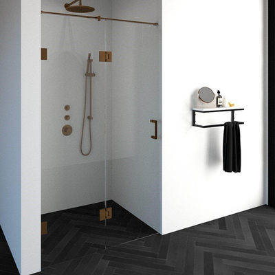 BRAUER Créer porte de douche 120x200cm 2 pièces sans cadre avec anti-calcaire et verre de sécurité 8mm cuivre