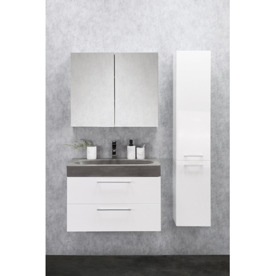 Differnz Somero Ensemble salle de bains 60x54x38cm lavabo béton FSC Blanc brillant