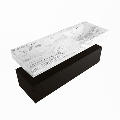 Mondiaz ALAN-DLUX Ensemble de meuble - 130cm - meuble Urban mat - 1 tiroir - Lavabo Cloud Glace suspendu - vasque Droite - 0 trous de robinet