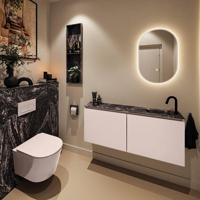 MONDIAZ TURE-DLUX 120cm toiletmeubel Rosee. EDEN wastafel Lava positie rechts. Met 1 kraangat.