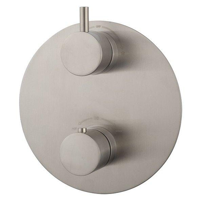 Wiesbaden Caral élément de finition rond thermostat encastré 2 voies acier brossé PVD