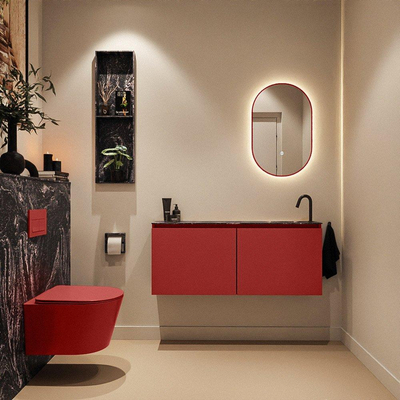 MONDIAZ TURE-DLUX 120cm toiletmeubel Fire. EDEN wastafel Lava positie rechts. Met 1 kraangat.
