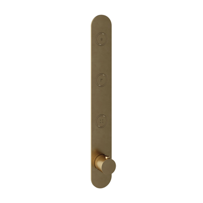 Hotbath Cobber Afbouwdeel inbouwthermostaat - met 3 pushbuttons verticale plaatsing - geborsteld messing goud
