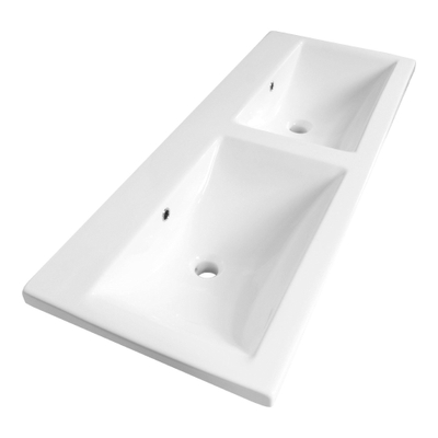 BRAUER Bari lavabo pour meuble 120cm 2 lavabos sans trou pierre naturelle noir blanc