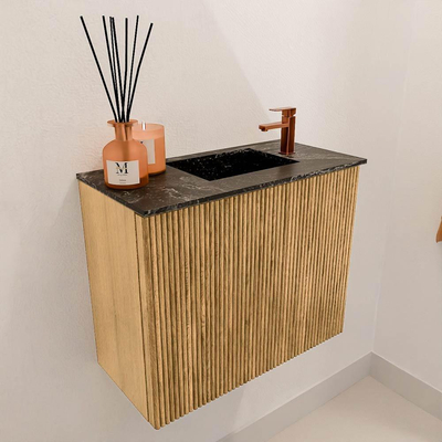 Mondiaz JOYA-DLUX Meuble de salle de bains 50cm - couleur Chêne - Vasque FAYE position Droite 1 trou de robinet couleur Lava