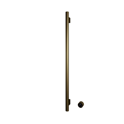 Hotbath &MORE Handdoekradiator - 19x115cm - rond - 1 stangen - verticaal - met schakelaar - PVD - geborsteld messing (goud)