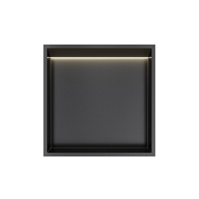 Hotbath &MORE Boîte encastrée ou niche encastrée 30x30x10cm avec LED IP44 PVD noir brossé
