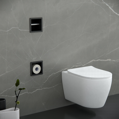 FugaFlow Eccelente Acces Porte-rouleau de réserve et de toilette encastré - Mat Noir