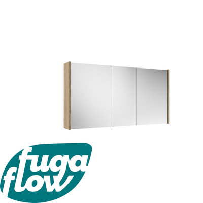 FugaFlow Eccelente Arredo spiegel badkamer spiegelkast - 120x63x16cm - inclusief zijpanelen - eiken