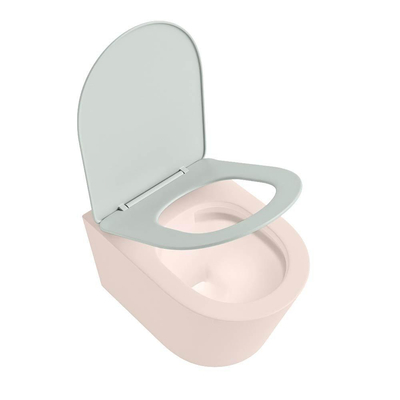 Mondiaz LAVIE WC suspendu – sans bride – 36 x 53 cm – avec abattant softclose – Rosee (rose), abattant Greey (vert clair/gris)
