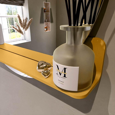 Mondiaz SPOT miroir – Ø 80 cm – avec tablette – Ocher (jaune)