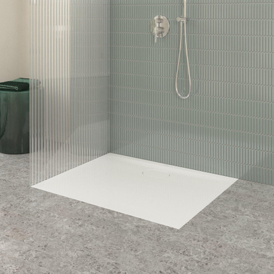 Villeroy & Boch Ecora douchebak - 100x80x3.5cm - afvoer lange zijde - white alpine (wit)