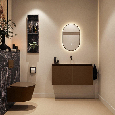 MONDIAZ TURE-DLUX Meuble toilette - 100cm - Rust - EDEN - vasque Lava - position centrale - sans trou de robinet