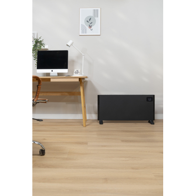 Eurom Alutherm Chauffage électrique 92x45.8cm - IP24 - 2000watt - wifi - sol/mural - horizontal - métal noir mat