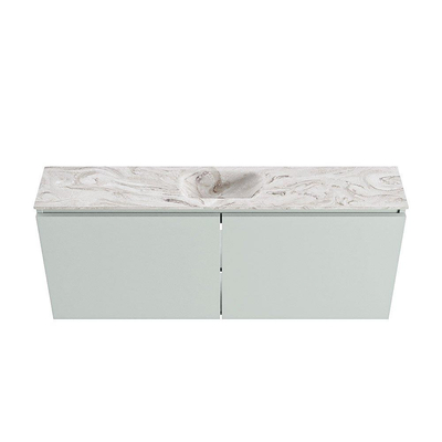 MONDIAZ TURE-DLUX Meuble de toilette 120cm Greey. Lavabo EDEN Glace position centrale. Sans trou de robinet.