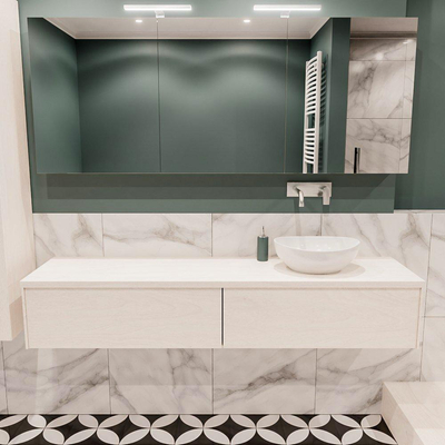 ENSEMBLE DE MEUBLE MONDIAZ LUSH - 180 cm - 2 tiroirs - lavabo BARCO - vasque à droite - 0 trous de robinet - sous-couche