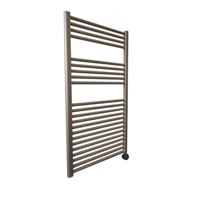 Sanicare Elektrische Radiator - 111.8x45cm - 596W - design - thermostaat - zwart - rechtsonder - inox look (zilver)