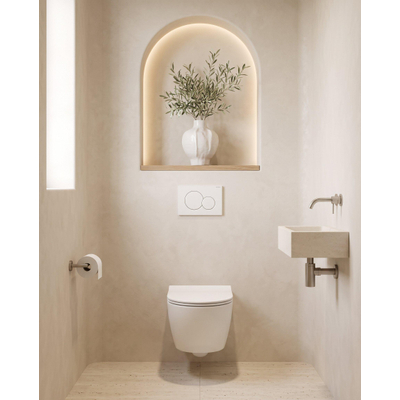 QeramiQ Dely Toiletset - Geberit UP720 inbouwreservoir - 35mm zitting - softclose - bedieningsplaat wit - mat wit