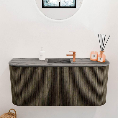 Mondiaz JOYA-DLUX 93.2cm toiletmeubel - ronding links en rechts kleur Shadow - Wastafel FAYE positie Midden 1 kraangat kleur Sombra.