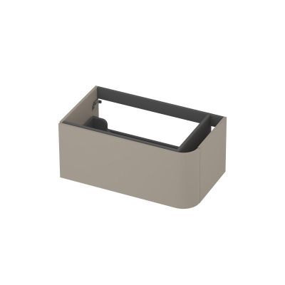INK Concept R Wastafelonderkast - 80x45x35cm - 1 lade - opliggende grepen - afgeronde hoek rechts - MDF lak - mat creme cotton