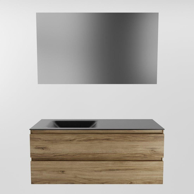 Mondiaz Aivy ensemble de meuble de salle de bains - 120x45x50cm - 0 trous de robinet - 1 vasque urban Solid surface - Gauche - 2 tiroirs - Avec miroir - Mélamine Chai