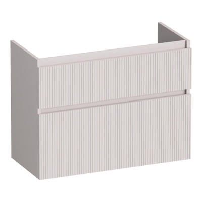 BRAUER Delight Wavy meuble sous lavabo peu profond 80 2 tiroirs softclose - sans poignée - 1 découpe pour le siphon - mat sable