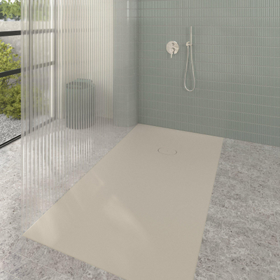 Villeroy & Boch Ecora douchebak - 180x100x4.5cm - afvoer korte zijde - almond (beige)