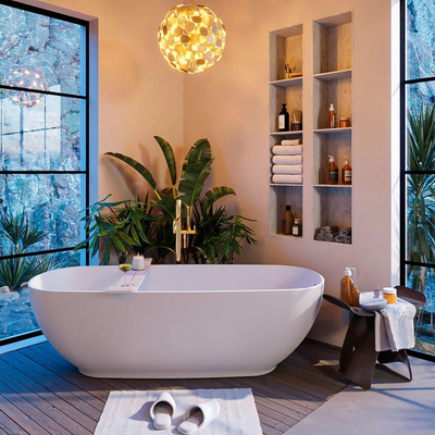 Mondiaz ALAN-DLUX Ensemble de meuble - 130cm - meuble Washed Oak mat - 1 tiroir - Lavabo Cloud Opalo suspendu - vasque Gauche - 1 trou de robinet