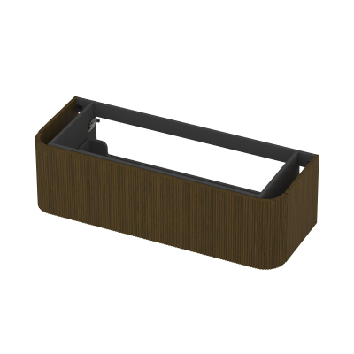 INK Concept R Wastafelonderkast - 120x45x35cm - 1 lade - opliggende grepen - gefreesd - afgeronde hoeken - MDF - shadow veneer