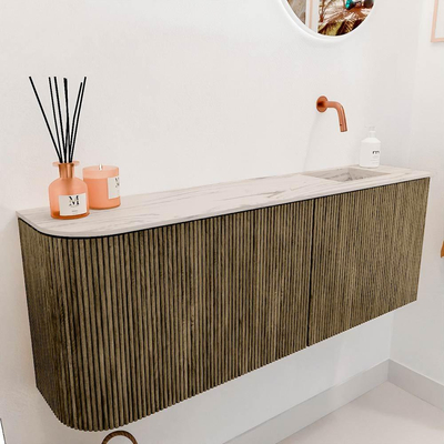 Mondiaz JOYA-DLUX 111.6cm toiletmeubel - ronding links kleur Dusk - Wastafel FAYE positie Rechts Zonder kraangat kleur Nata.