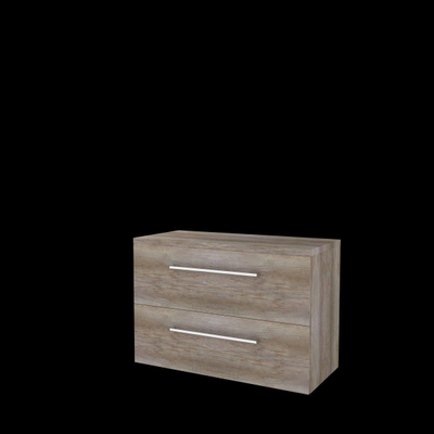 Basic-Line Start 46 ensemble de meubles de salle de bain 100x46cm avec poignées 2 tiroirs plan vasque mfc scotch oak