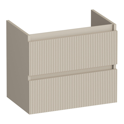 BRAUER Joy Wavy wastafelonderkast ondiep 60 2 softclose lades - greeploos - 1 sifon uitsparing - mat beige