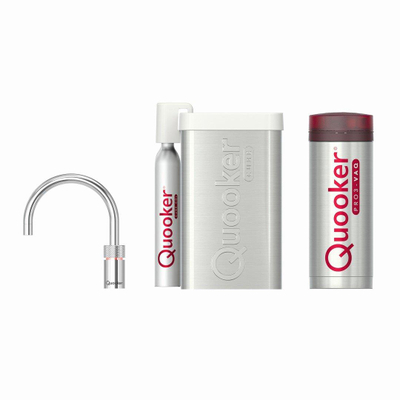 Quooker Nordic Round kokendwaterkraan - draaibare uitloop - PRO3 incl. Cube reservoir - Warm / kokend / bruisend / gefilterd water - Chroom