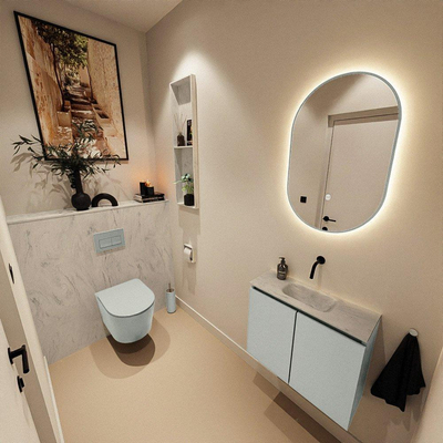 MONDIAZ TURE-DLUX meuble WC 60cm Greey. EDEN lavabo Opalo position milieu. Sans trou de robinet.