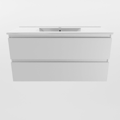 Mondiaz AIVY Ensemble de meuble - 100x45x50cm - 1 trou de robinet - 1 vasque Talc céramique - Centre - 2 tiroirs - avec armoire de toilette - MDF Talc