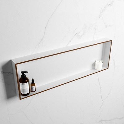 Mondiaz Easy nis 29.5x89.5x8cm voor Inbouw/opbouw 1 open vak Solid surface Talc/Rust