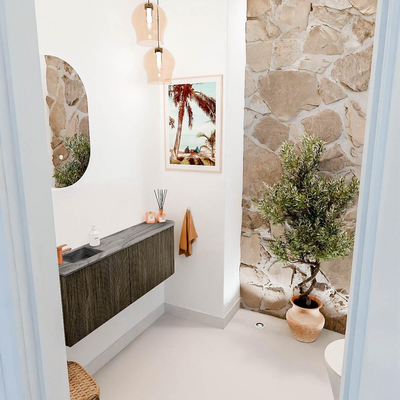 Mondiaz JOYA-DLUX 111.6cm toiletmeubel - ronding rechts kleur Shadow - Wastafel FAYE positie Links 1 kraangat kleur Sombra.