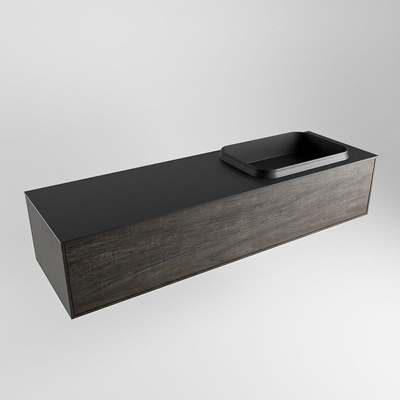 ENSEMBLE DE MEUBLE DE SALLE DE BAIN MONDIAZ ERIN - 150 cm - Marron foncé - 1 tiroir - lavabo à droite - 0 trous de robinet - Urban