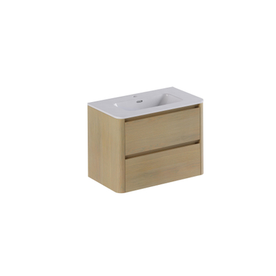 Thebalux Sunny Ensemble meuble de salle de bains - 82x46x57cm - lavabo - céramique - 1 trou de robinet - blanc brillant - meuble sous-vasque - 2 tiroirs - sans poignée - placage bois - Blanc (bois)