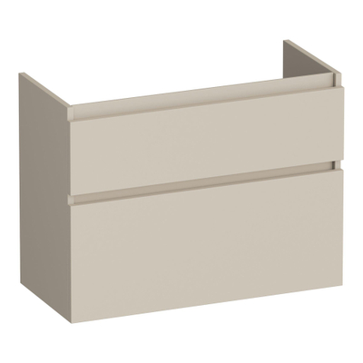 BRAUER Delight meuble sous-lavabo peu profond - 80x39x60cm - 2 tiroirs softclose - sans poignée - 1 évidement pour siphon - beige mat