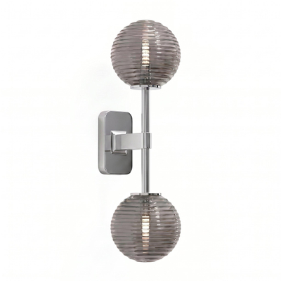 Astro Tacoma Twin Applique/Plafonnier - 230V - IP44 - bulbeux - cannelé - verre fumé - chrome
