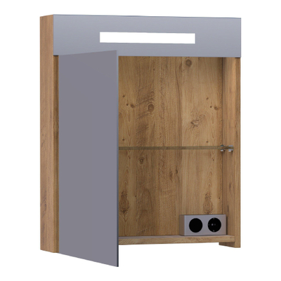 BRAUER Promise Deluxe armoire de toilette - 60x70x15cm - avec éclairage direct 1 porte miroir double face à gauche Château