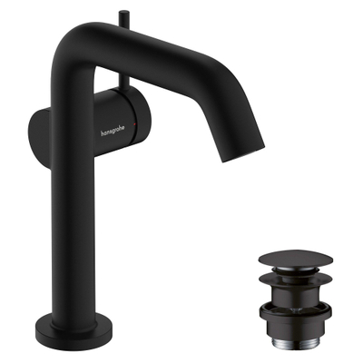 Hansgrohe Tecturis s 1 greeps wastafelkraan - 150 Fine - coolstart - met PushOpen - waste set - mat zwart