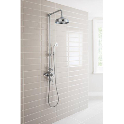 Crosswater Belgravia opbouw regendoucheset – Ø20 cm hoofddouche – ronde handdouche – glijstang – nikkel geborsteld