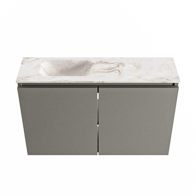 MONDIAZ TURE-DLUX 80cm toiletmeubel Smoke. EDEN wastafel Frappe positie links. Met 1 kraangat.