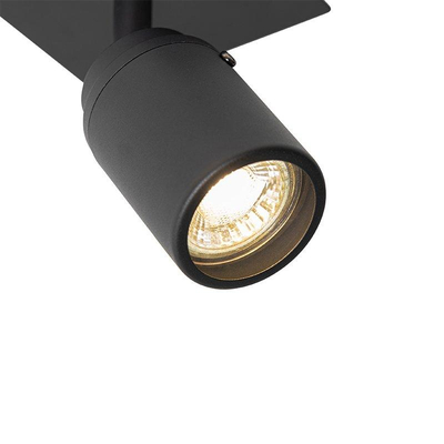 QAZQA Ducha Plafonnier de salle de bains - 10x10cm - 1 spot - IP44 - carré - noir mat