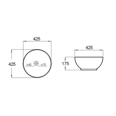 Best Design Class wastafel diameter 42.5cm hoogte 17.5cm