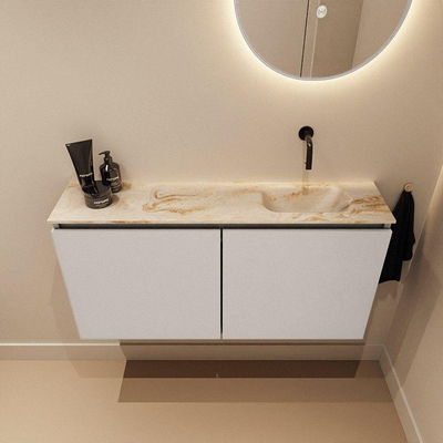 MONDIAZ TURE-DLUX 100cm toiletmeubel Linen. EDEN wastafel Frappe positie rechts. Zonder kraangat.