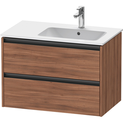 Duravit Ketho 2 meuble bas pour lavabo avec 2 tiroirs pour vasque à droite 81x48x54.9cm avec poignées noyer anthracite mat